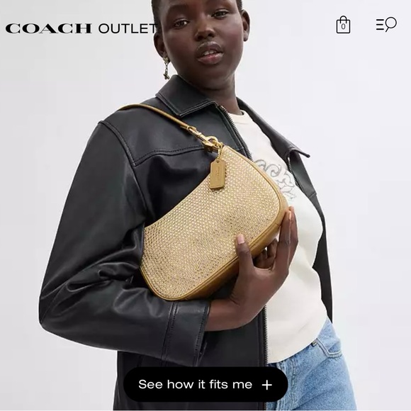 Coach Gold Shoulder Bag Teri Crystal SHB - Picture 3 of 7